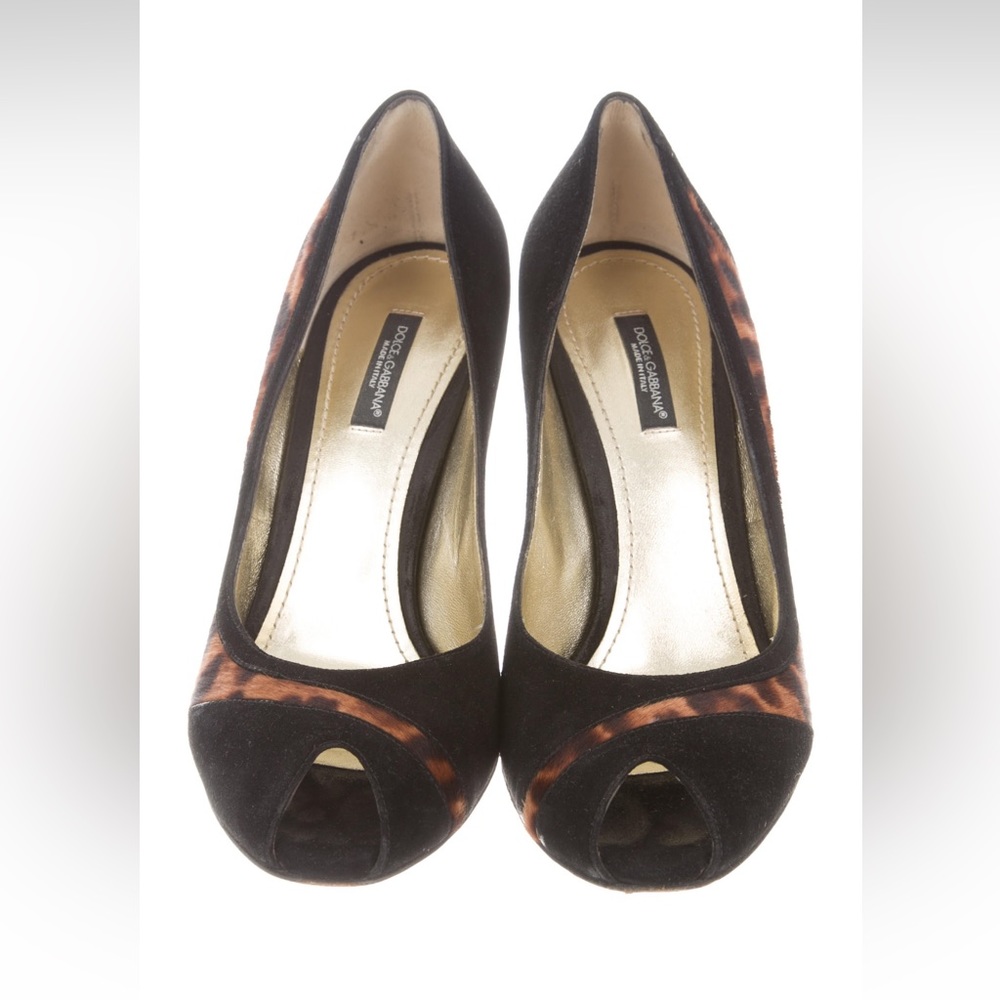 Black suede Dolce & Gabbana peep-toe pumps 38/8